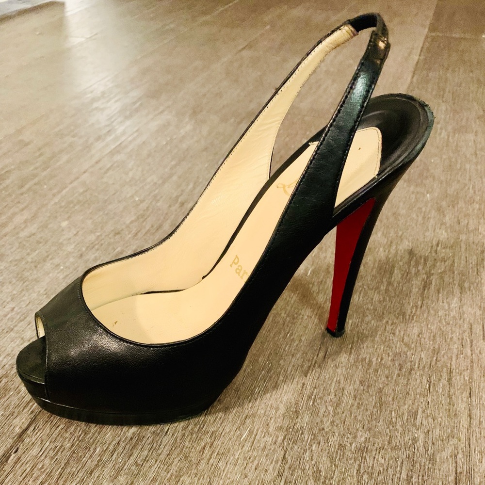Christian Louboutin Black Platform Slingbacks